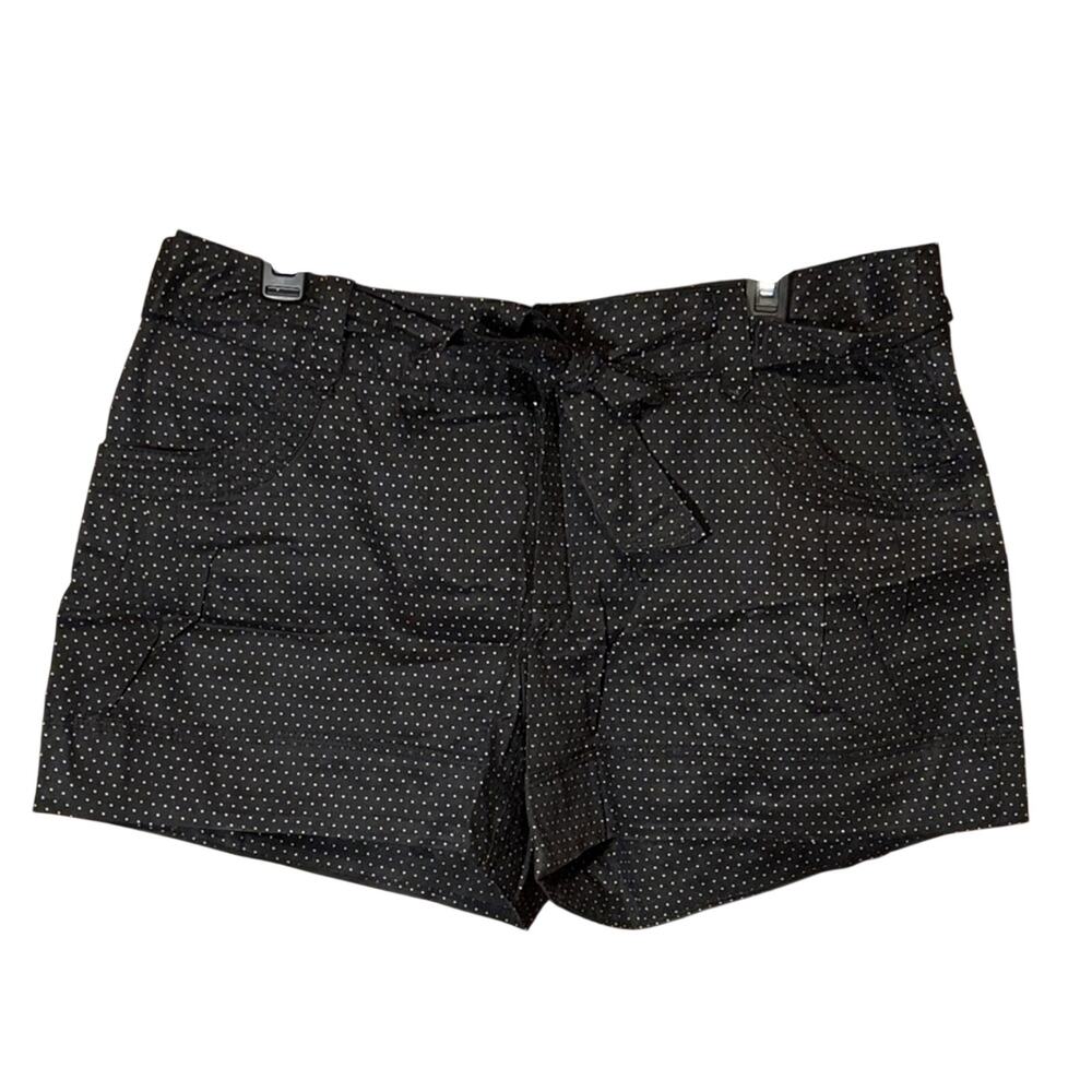A.N.A. A New Approach Polka Dot Shorts Size 14 Black White Tie Waist